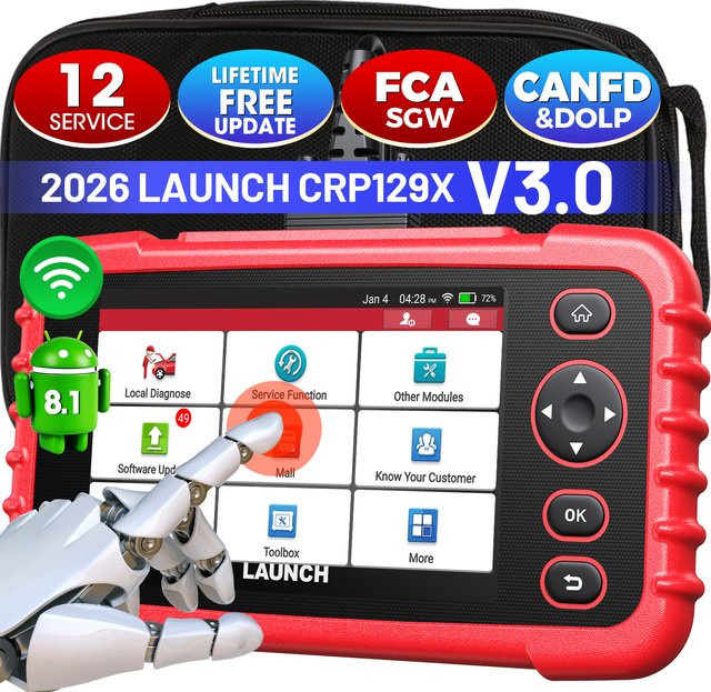 LAUNCH CRP129X V3.0 OBD2 Diagnosegerät in Rot mit 12 Reset-Funktionen und Diagnose für ABS, SRS, Getriebe und Motor - Bild 1