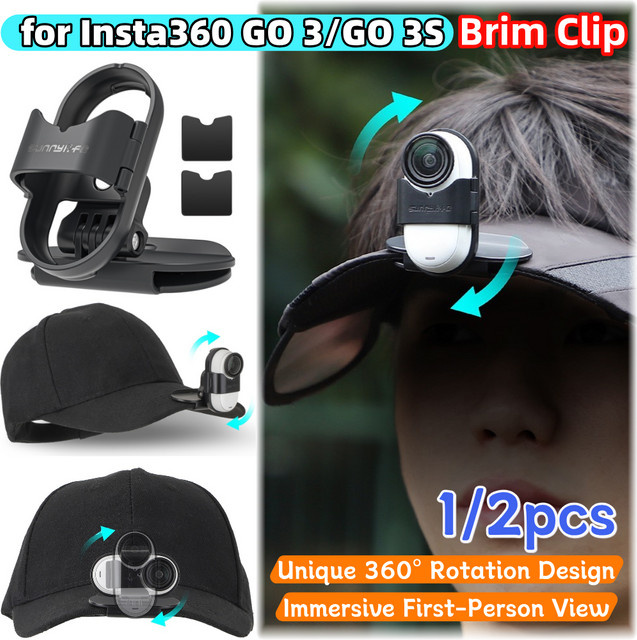 Insta360 Kamera-Kappenhalter mit Schnellverschluss für Insta360 Go 3S und Go 3, Sport-Hut-Clip in Schwarz - Bild 1