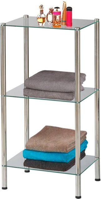Pocoline Badregal aus Edelstahl und Glas in Silber, B/H/T: 40 x 79 x 30 cm - Bild 1