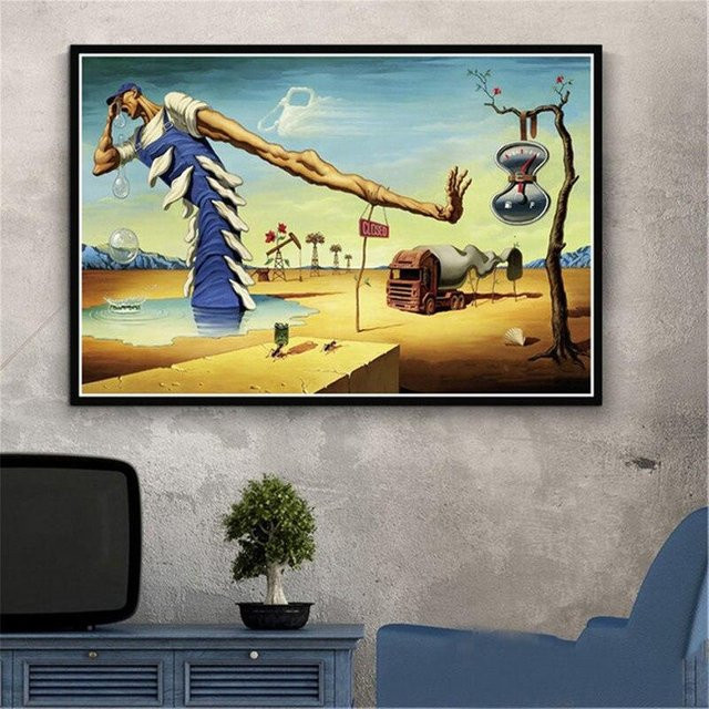 Lisa Gallery Salvador Dali Surrealismus Wandkunst Leinwandmalerei Poster in Weiß/Grün, B: 60 cm, H: 90 cm - Bild 1