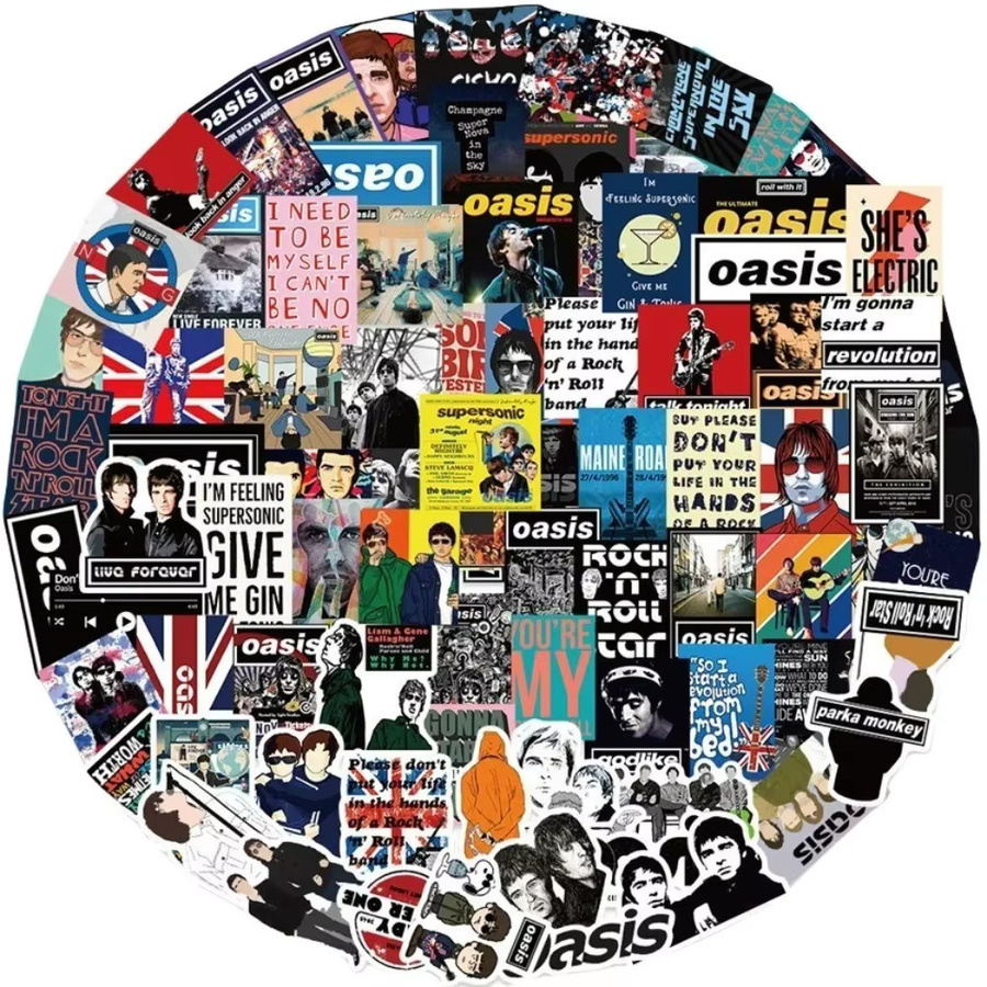 LanLanStickersWorld Oasis British Rock Band Poster-Aufkleber, 50 Stück, Multicolor - Bild 2