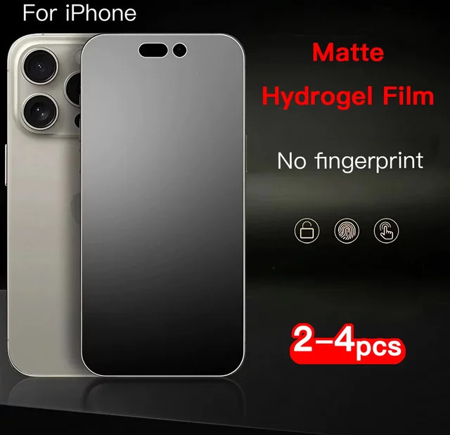 Matte Hydrogel Displayschutzfolie für iPhone 17 16 15 14 13 12 Pro Max Plus, transparent, 2-4 Stück - Bild 1
