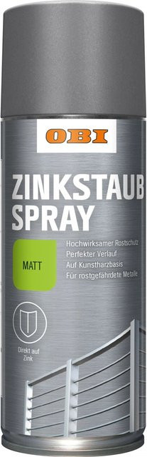 OBI Zinkstaub Spray Grau matt mit Kunstharz für Metall, wetterfest und deckend, 400 ml - Bild 1