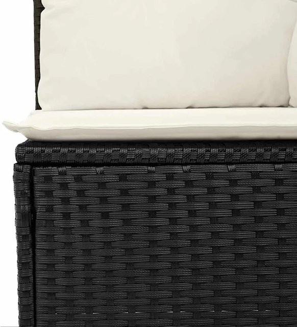 vidaXL Garten-Sofa-Set 8-teilig aus Poly-Rattan und Stahl in Schwarz-Creme mit Kissen und Tisch - Bild 1