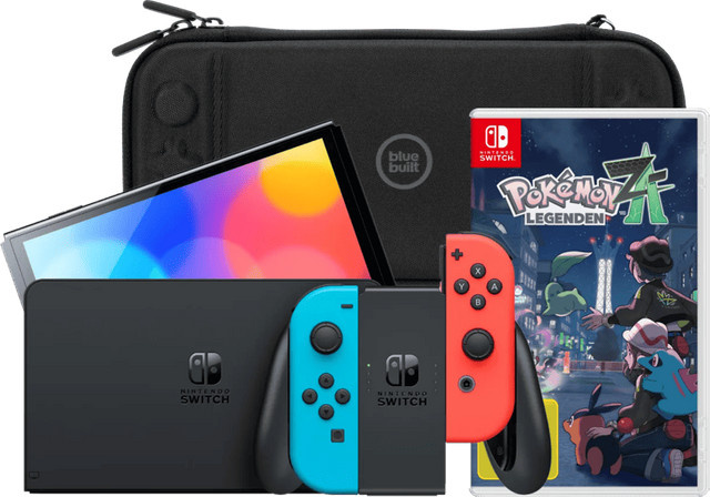 Nintendo Switch OLED Konsole Blau/Rot inklusive Pokémon-Legenden: Z-A und BlueBuilt Schutzhülle - Bild 1