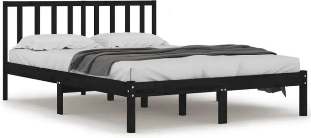 vidaXL Massivholzbett aus Kiefer in Schwarz, B/T/H: 140 x 190 x 146 cm - Bild 1