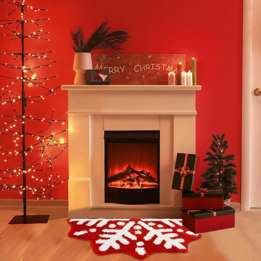 VIKAMA Weihnachts-Teppich aus Kaschmirimitat in Rot, rutschfest und weich, B/T: 60 x 40 cm - Bild 4