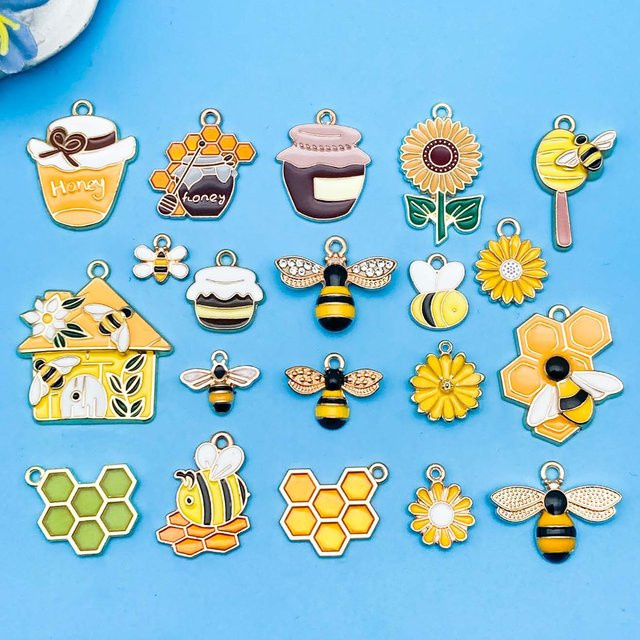 Anhänger Bienen-Serie, Emaille, Messing, Bunt, Unisex - Bild 1