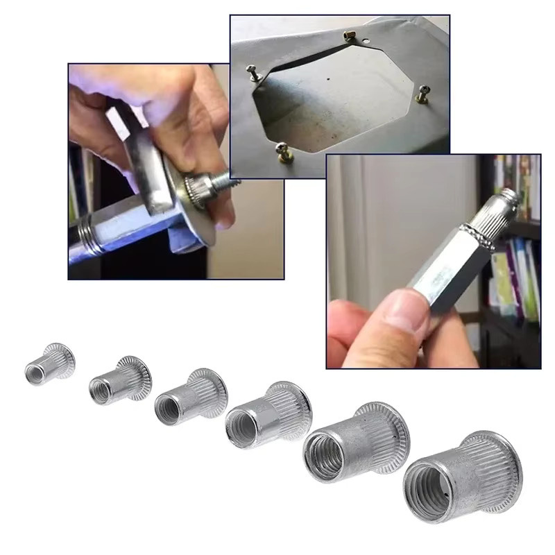 YISEONG 93-teiliges Aluminium-Einsatznietmuttern-Set in Silber, Rivnut Nutsert Sortiment M3 M4 M5 M6 M8 M10 mit Flachkopf - Bild 1