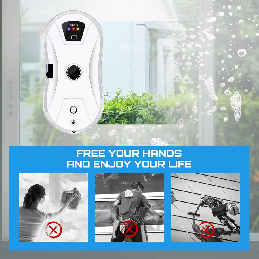 Seeiswork Fensterputzroboter mit 5600Pa Saugkraft, automatischer Wassersprühfunktion und Fernbedienung, weiß - Bild 4