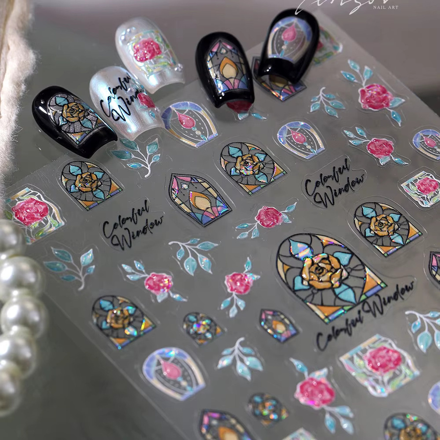 NAILFYOU Nagelaufkleber Vintage Spitzenblüte, Glänzend - Bild 2