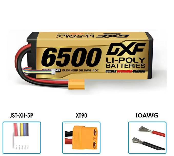 DXF 4S Lipo Batterie 15,2V 140C 6500mAh XT90 Stecker Hardcase LCG - Bild 2