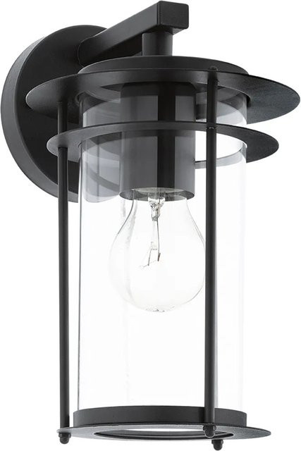 Eglo Außenwandleuchte Valdeo Schwarz aus verzinktem Stahl und Glas, E27, IP44, H x B: 27,5 x 16,5 cm - Bild 1