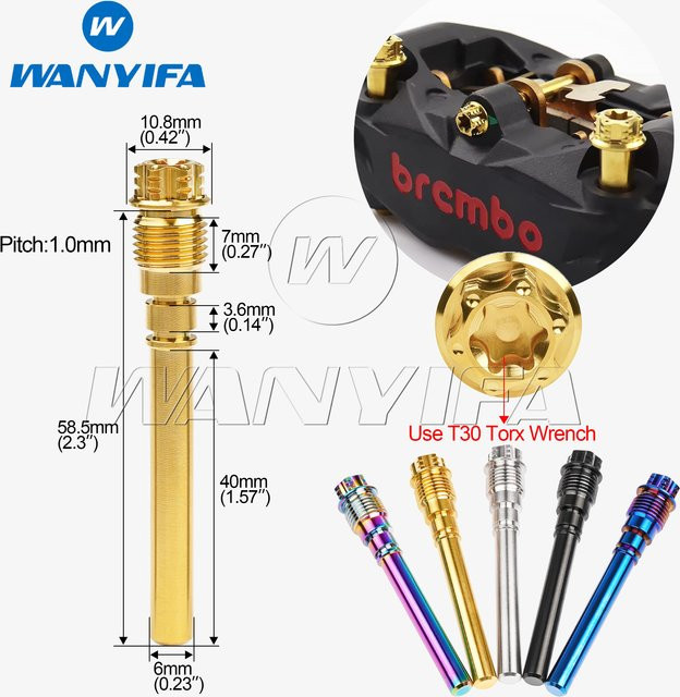 Wanyifa Titanschraube Gr5 aus Titan für Brembo AK550 M4.32 Wasservögel-Kolben in Gold und Multicolour - Bild 1