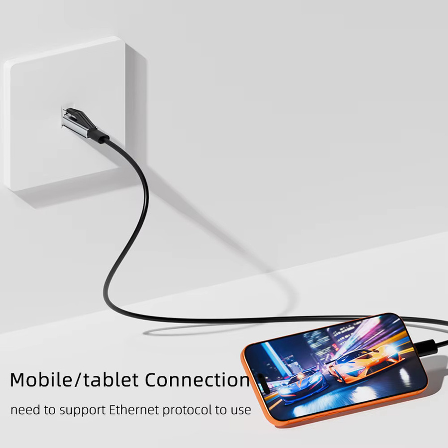 Geris Power USB-C zu Ethernet Adapter 1000Mbps Gigabit RJ45 Netzwerk Konverter in Silber - Bild 2