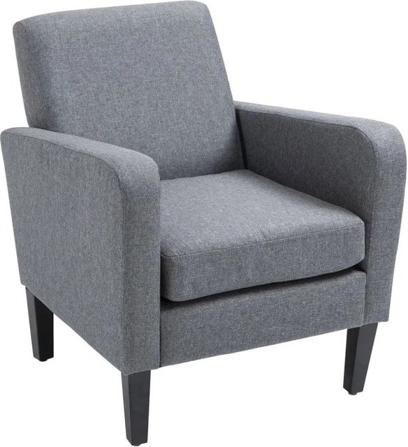HOMCOM Einzelsessel Relaxsessel aus Leinenstoff mit Holzfüßen in Grau, B/T/H: 66 x 72 x 74 cm - Bild 1