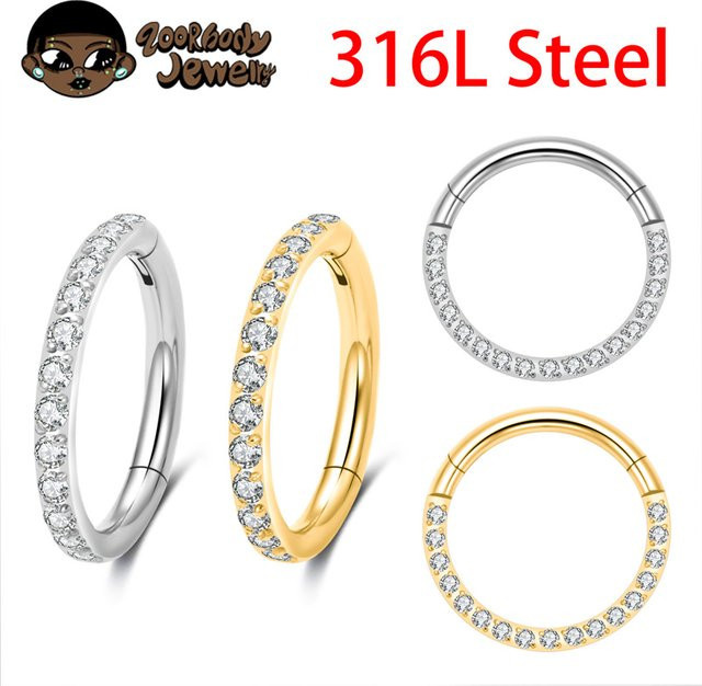 ZOORBODY JEWELRY Nasenring, Septum Ring, Edelstahl, Zirkonia, Silber, Unisex - Bild 1