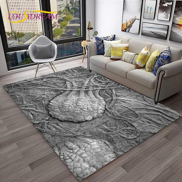 HGHT Dinosaurier Fossil 3D Teppich Grau, Rutschfeste Bodenmatte aus Polyester für Wohnzimmer, Schlafzimmer und Kinderzimmer, Breite: 40 cm, Länge: 60 cm - Bild 1