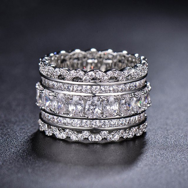 Huitan Ringe, Silber Farbe, CZ Kristall, Damen - Bild 1