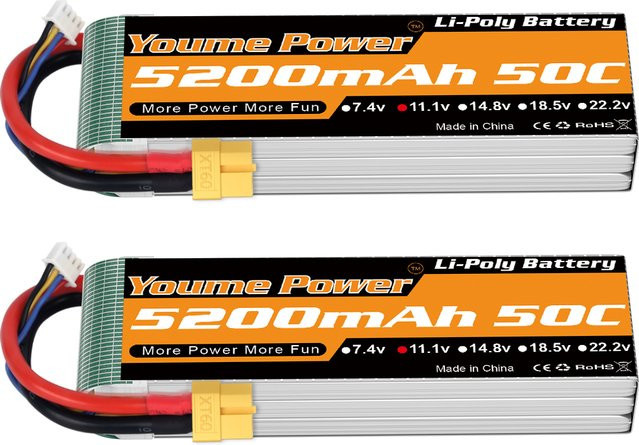 YOUME POWER 3S LiPo-Akku mit 11,1 V, 5200 mAh und XT60-Anschluss für RC Cars, Flugzeuge, Drohnen und Boote - Bild 1
