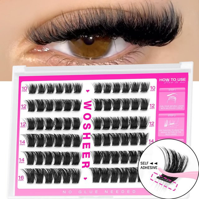 WOSHEER Wimpern-Cluster, Wispy, Black, Unisex - Bild 1