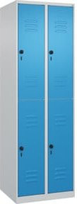 C+P Doppelstock-Spind Classic PLUS mit 2 Abteilen, Stahl, Grau/Blau, H x B x T: 185 x 60 x 50 cm - Bild 1