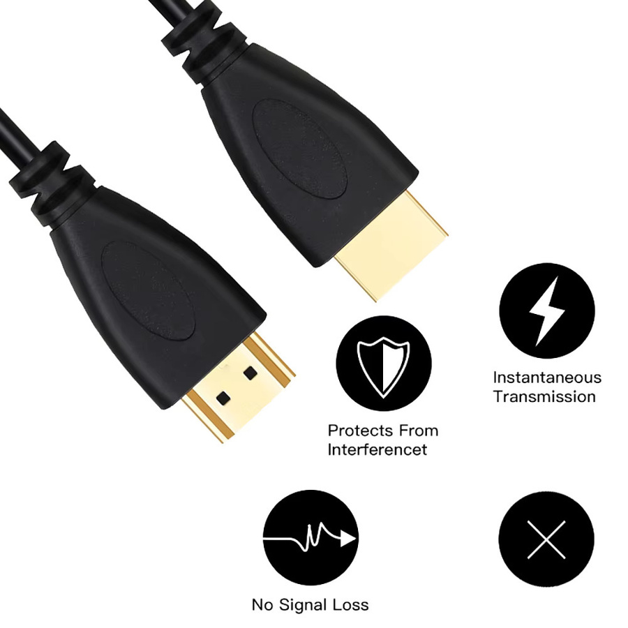 HD-Kabel Stecker auf Stecker in Schwarz, ultraweiches und dünnes PVC-Kabel für High-Speed 1080p 3D mit 4,1/4,5 mm Außendurchmesser - Bild 3
