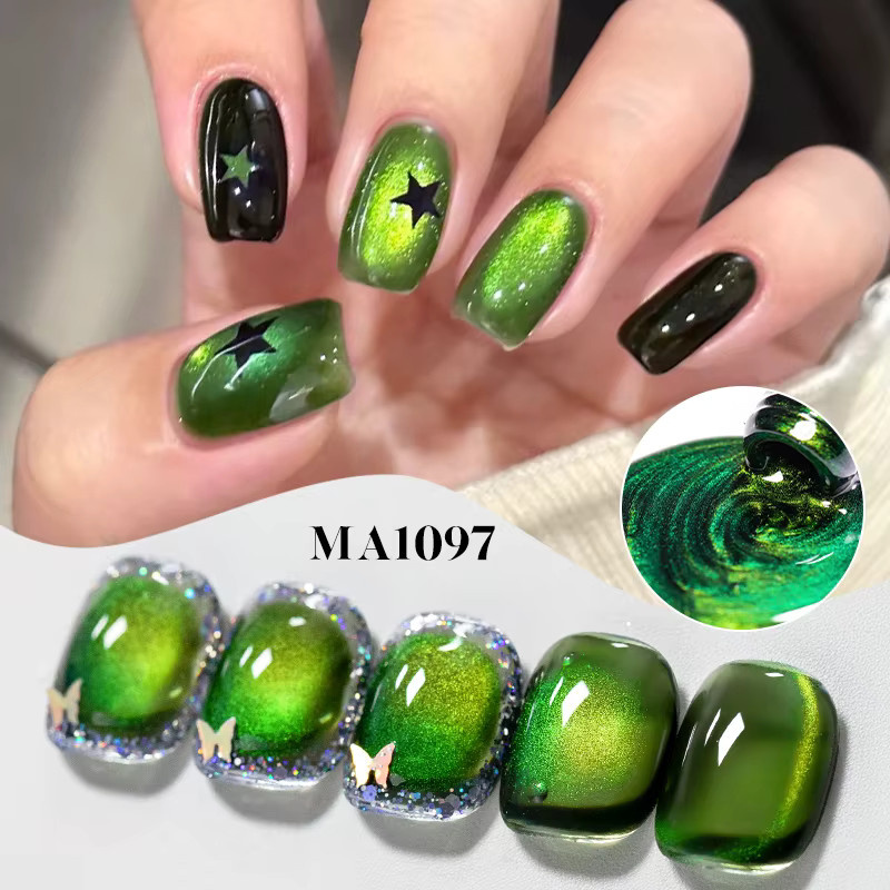 MEET ACROSS Green Shadow Magnetischer Gel-Nagellack, 7 ml, Schimmernd - Bild 3