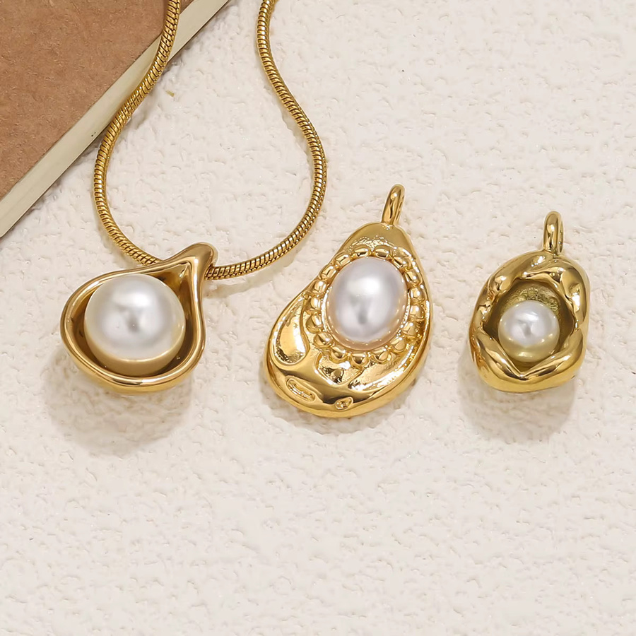 Elomia Anhänger Edelstahl, Perle, Gold, Unisex - Bild 2