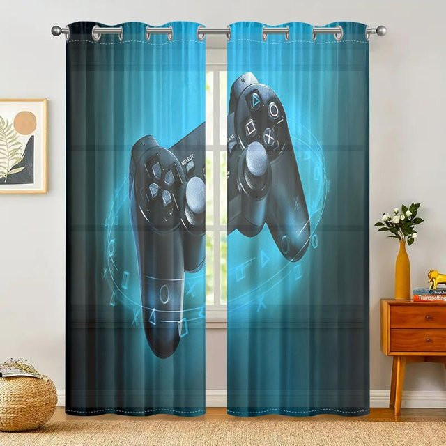 2er-Set Spielcontroller Vorhänge von Household supplies MH in Blau mit 30% Verdunkelung, Breite: 150 cm, Höhe: 166 cm - Bild 1