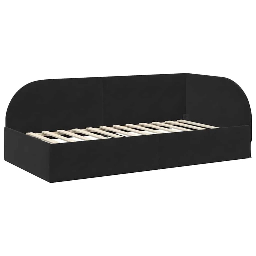 vidaXL Eckbettgestell mit Kopfteil in Schwarz aus Stoff und Holz, B/T/H: 90 x 190 x 72 cm - Bild 2