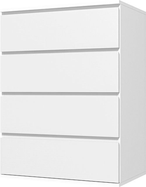 HOMCOM Kommode mit 4 Schubladen in Weiß, modernes minimalistisches Design mit Soft-Close-Funktion, B/T/H: 60 x 40 x 80 cm - Bild 1