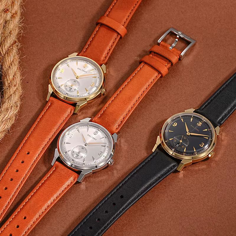 Baltany Armbanduhr, Automatik, 36 mm, Gold, Leder, Herren - Bild 1