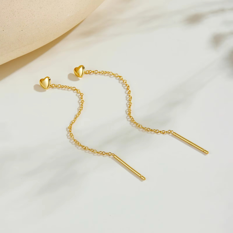 ANDYWEN Ohrstecker mit langer Kette, 925 Silber, Herz, Damen - Bild 2