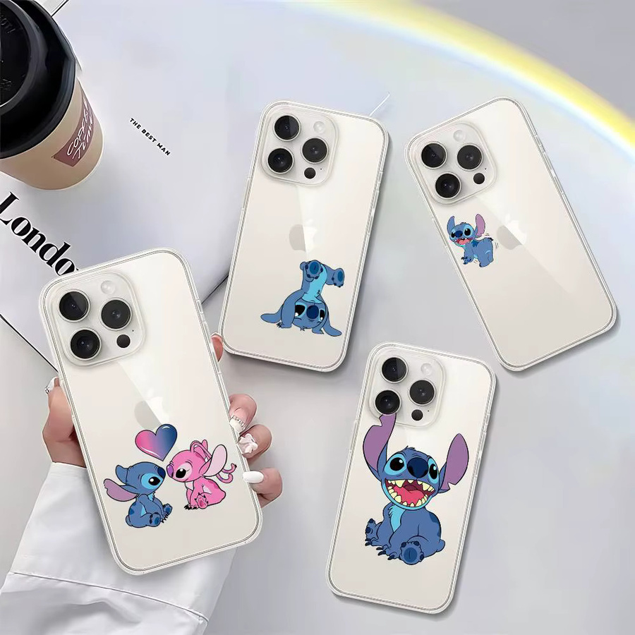Mesuca Stoßfeste Handyhülle mit Cartoon Stitch Design für iPhone 17 16 15 14 13 12 11 Pro Max Plus Transparent - Bild 2