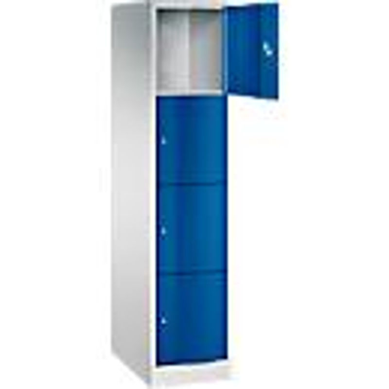 C+P Schließfachschrank Resisto mit 4 Fächern in Lichtgrau und Enzianblau, B/T/H: 39,6 x 64,0 x 195,0 cm - Bild 3