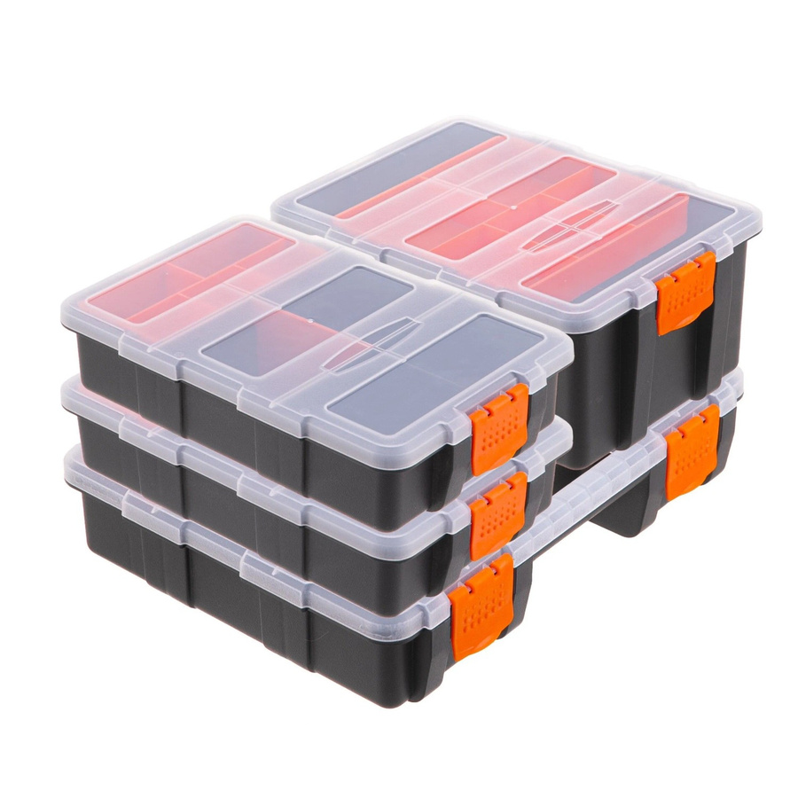Relaxdays Sortierbox 4er Set aus Kunststoff mit Deckel, Schwarz, B/T/H: 29 x 18 x 22 cm - Bild 2