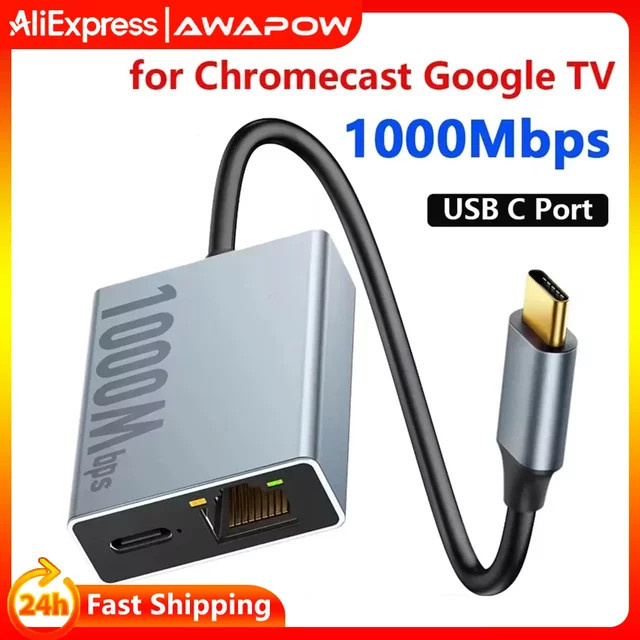 Electop USB-C zu Ethernet Adapter mit 1000Mbps für Chromecast mit Google TV, Typ-C zu RJ45 Netzwerkkarte für Laptop und Tablet - Bild 1