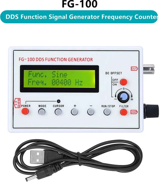 RUIBOZHI FG-100 DDS Funktionssignalgenerator und Frequenzzähler in Weiß mit Sinus, Rechteck, Dreieck und Sägezahn Wellenformen - Bild 1