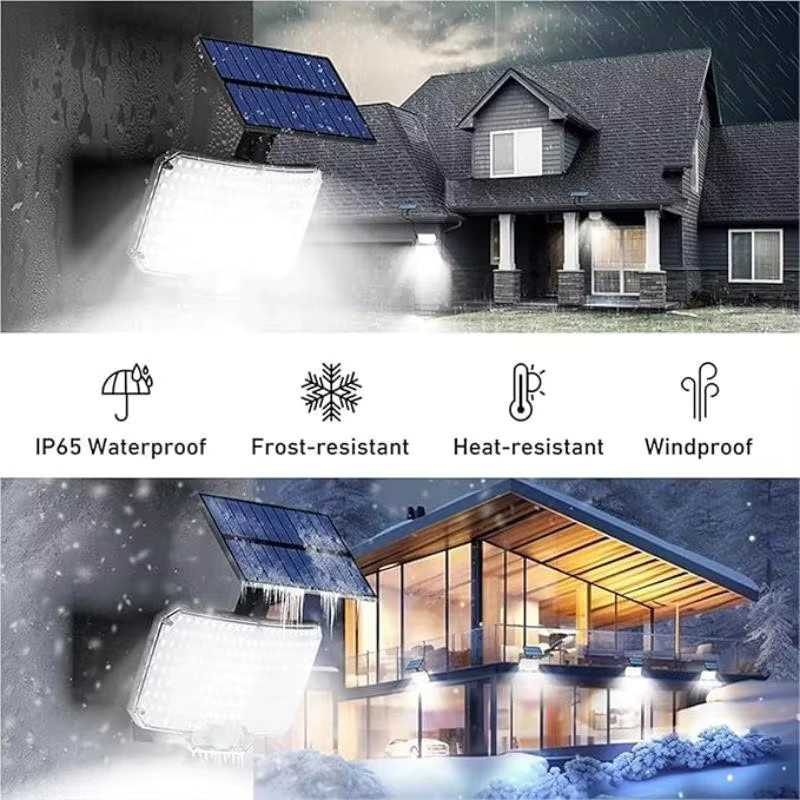 Solar-Bewegungssensorleuchte mit 234 LEDs in Weiß, Wasserdichte Außen-Wandlampe mit 1500mAh Akku und 3 Modi für Garten, Hof und Einfahrt - Bild 3