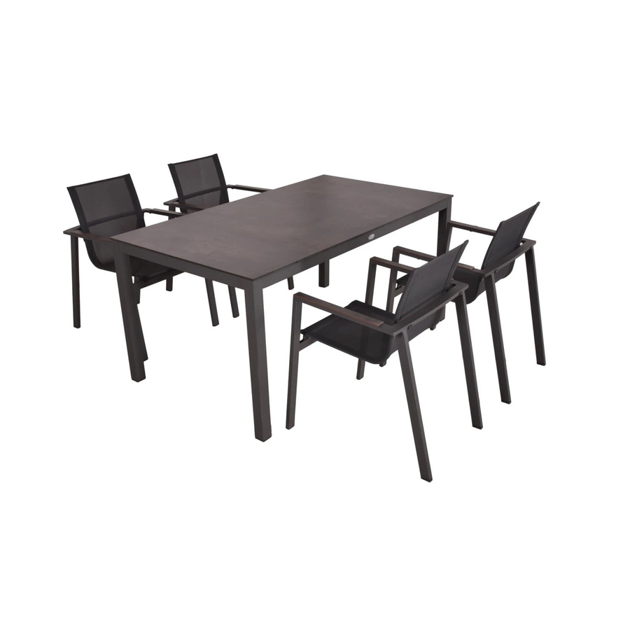 DELUKE Garten-Sitzgruppe IMRE 5-tlg. aus Aluminium und Kunststoff in Schwarz - Bild 2