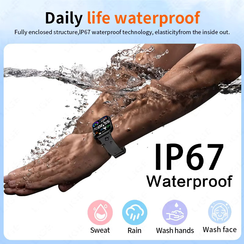 LIGE Smartwatch, Grün, Silikon, Unisex, Wasserdicht, Bluetooth - Bild 6