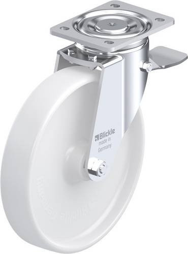 Blickle Lenkrolle 11650 LH-PO 250G-ST mit Feststeller, Rad-Durchmesser: 25 cm, Tragfähigkeit: 900 kg, Farbe: Weiß - Bild 1