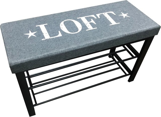 HTI-Line Schuhbank Mandy Loft in Grau mit Metallgestell und Stoffbezug - Bild 1