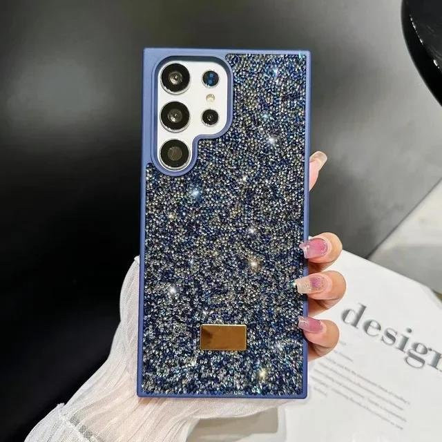 Glitzernde Handyhülle mit Diamant-Effekt für Samsung Galaxy S25 S24 S23 Ultra Plus in Blau, stoßfeste Vollschutz Abdeckung - Bild 1