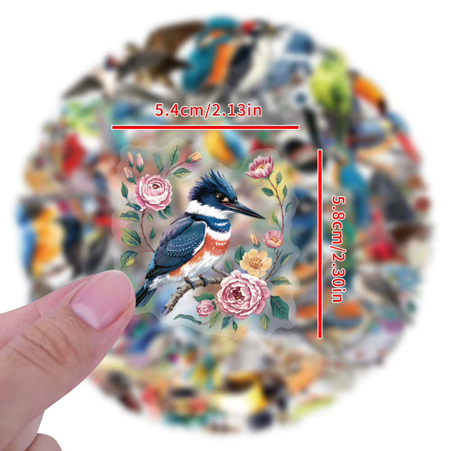 60 Stück Bunte Vogel-Graffiti-Aufkleber Transparent für Laptop, Kühlschrank und Auto - Bild 2