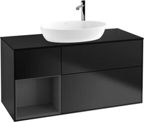 V&B Waschtischunterschrank Finion mit Wandbeleuchtung, Blau lackiert, Breite: 120 cm, Tiefe: 50,1 cm, Höhe: 50,1 cm - Bild 1