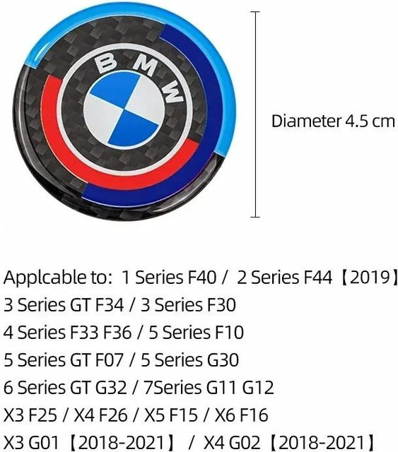 BMW Multimedia Drehknopf Emblem Aufkleber Decal Zubehör für Innenraum in Schwarz 45mm - Bild 1