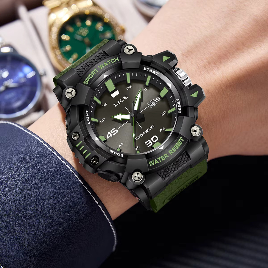 LIGE Armbanduhr Quarz, Schwarzblau, Herren, Datum, Leuchtzeiger - Bild 6