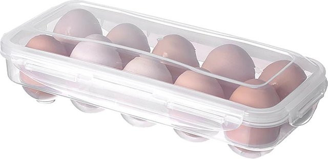 Mango Event Eieraufbewahrungsbox mit Deckel und Gitter für Kühlschrank, Weiß/Transparent - Bild 1